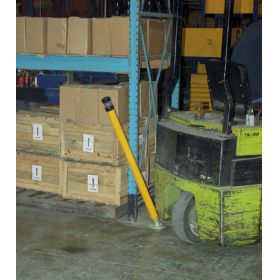 Spring loaded bollards feature a safety yellow finish.